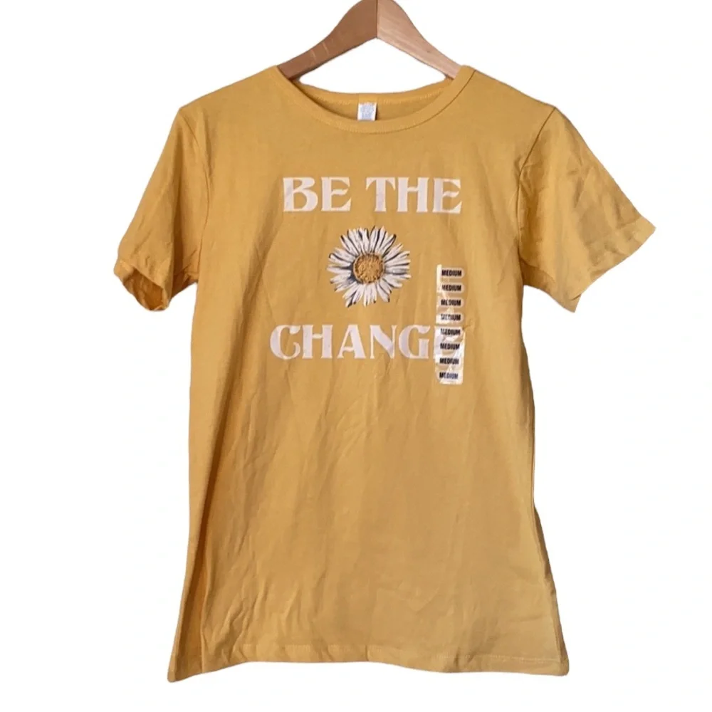 Be The Change Daisy Graphic Yellow Tee- M - Picture 1 of 6